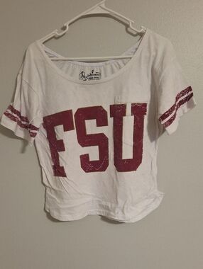 Pressbox White Short Sleeve Tee with Garnet FSU Graphic